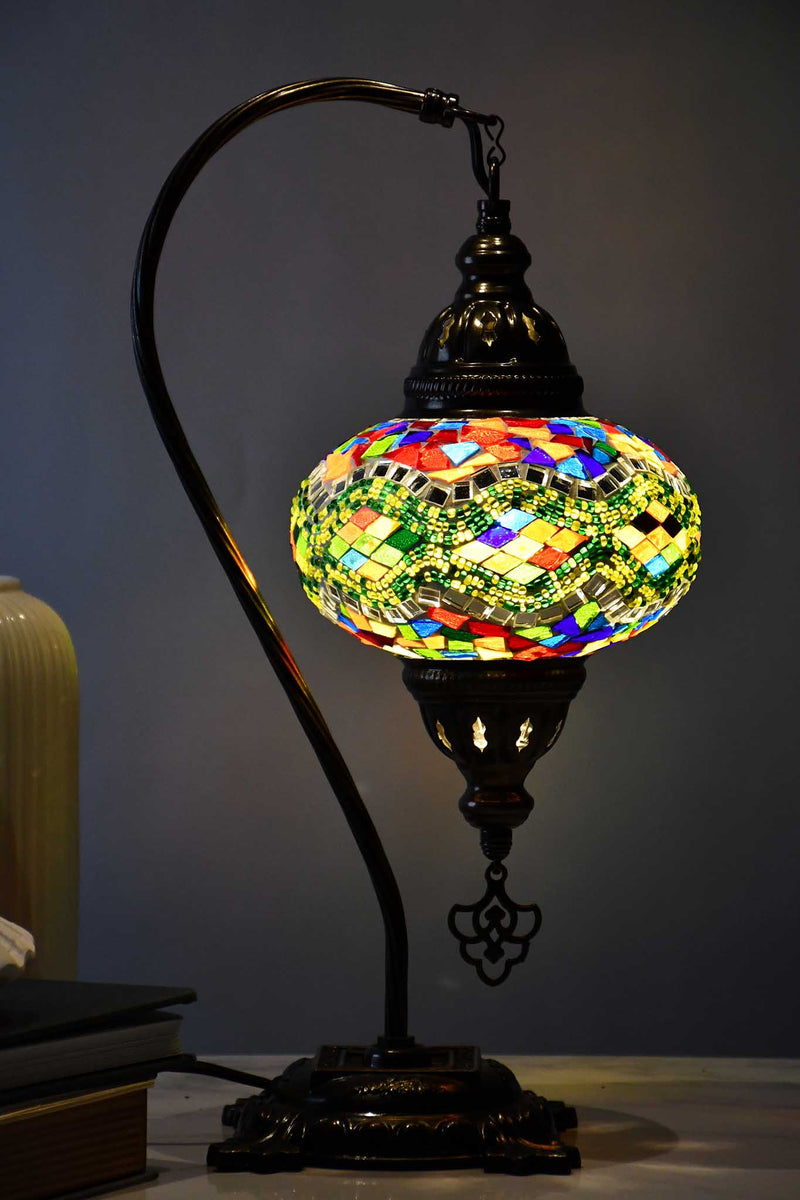 Turkish Lamp Multicoloured Green Mosaic Kilim Lighting Sydney Grand Bazaar 