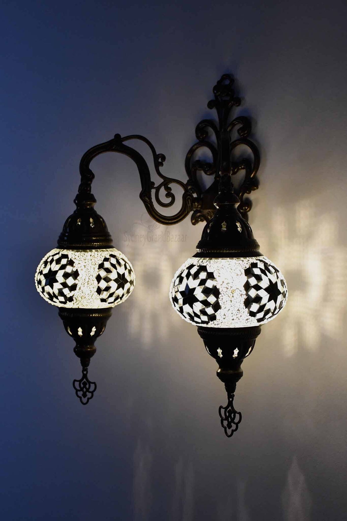 Turkish Light Double Wall Hanging Black White Round Star Lighting Sydney Grand Bazaar 