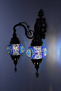 Turkish Light Double Wall Hanging Blue Aqua Round Lighting Sydney Grand Bazaar 