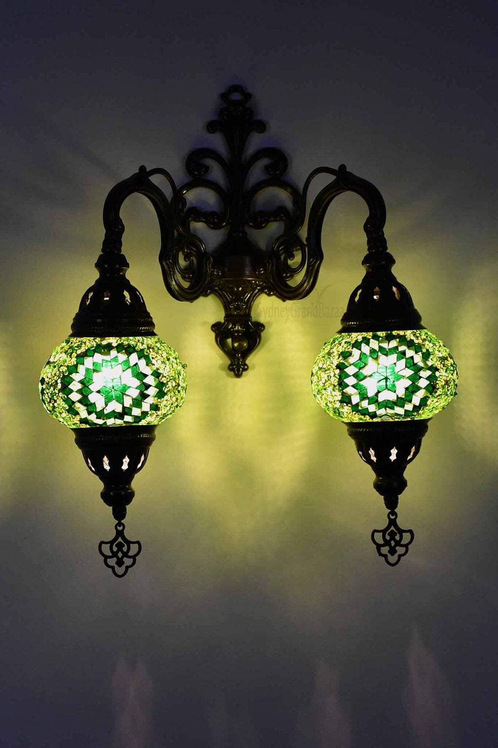 Turkish Light Double Wall Hanging Green Star Beads Lighting Sydney Grand Bazaar 