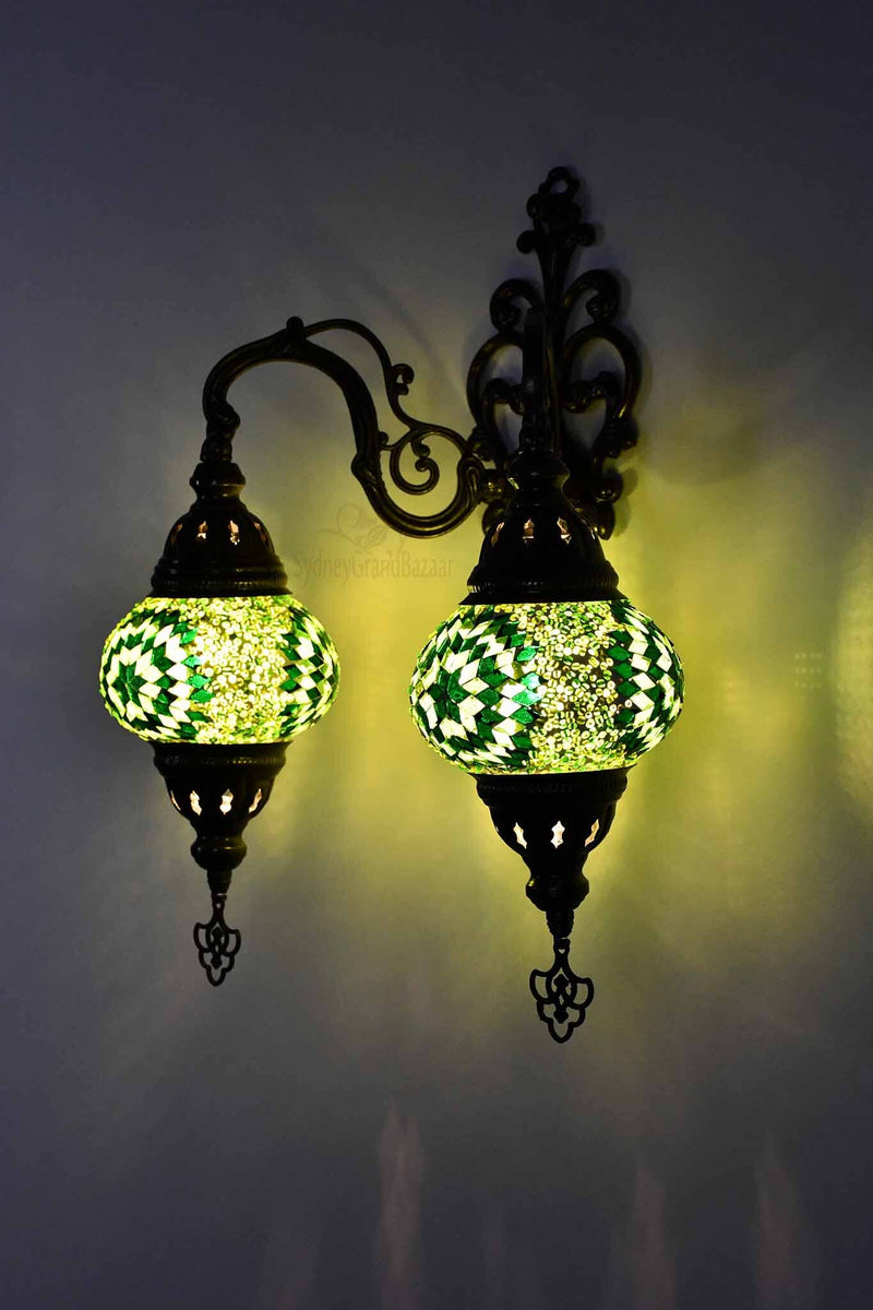 Turkish Light Double Wall Hanging Green Star Beads Lighting Sydney Grand Bazaar 