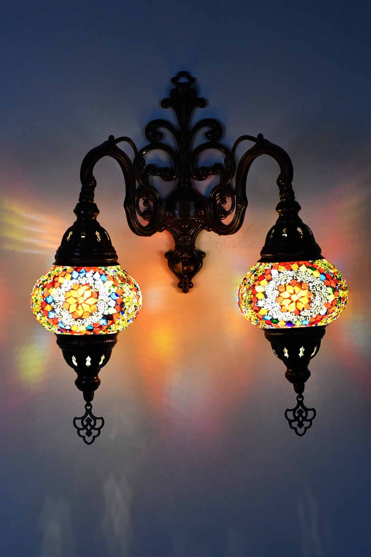 Turkish Light Double Wall Hanging Multicoloured Beads Red Lighting Sydney Grand Bazaar 