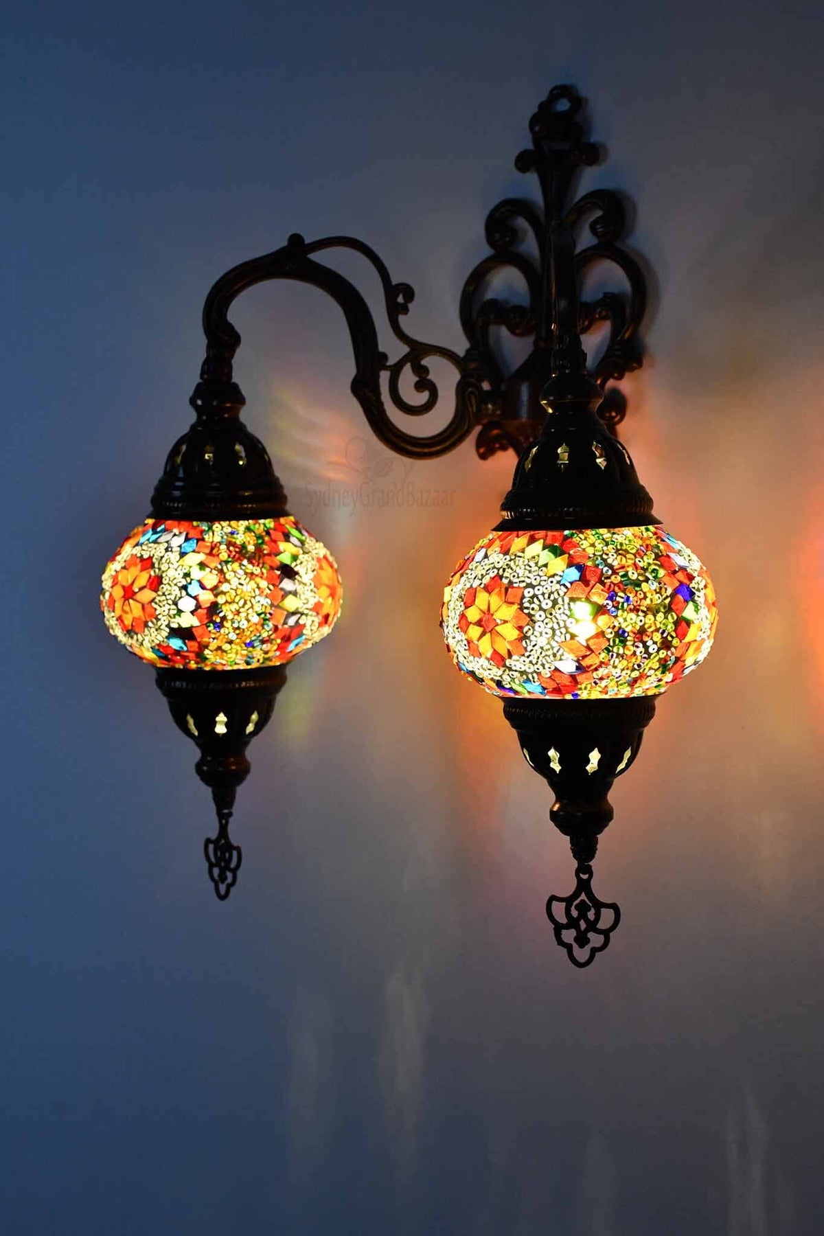 Turkish Light Double Wall Hanging Multicoloured Beads Red Lighting Sydney Grand Bazaar 