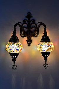 Turkish Light Double Wall Hanging Multicoloured Beads White Lighting Sydney Grand Bazaar 
