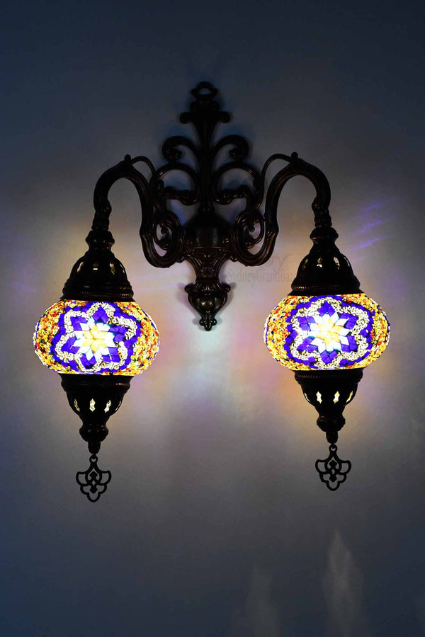 Turkish Light Double Wall Hanging Multicoloured Daisy Flower Lighting Sydney Grand Bazaar 