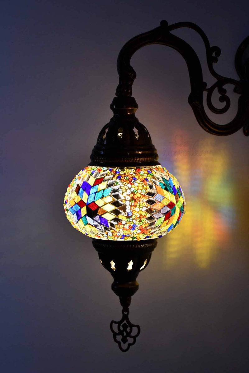 Turkish Light Double Wall Hanging Multicoloured Mix Star Beads Lighting Sydney Grand Bazaar 