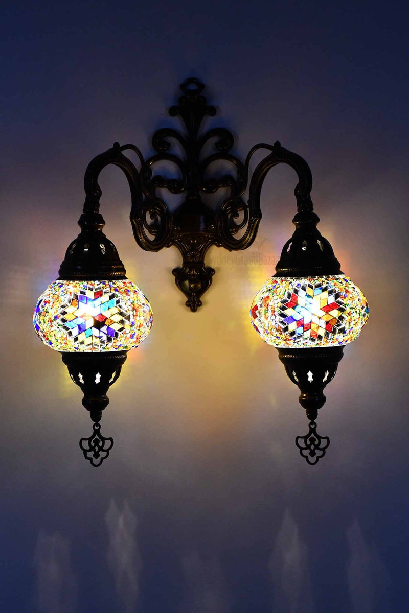 Turkish Light Double Wall Hanging Multicoloured Kilim Red Wall