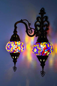 Turkish Light Double Wall Hanging Multicoloured Mosaic Blue Lighting Sydney Grand Bazaar 