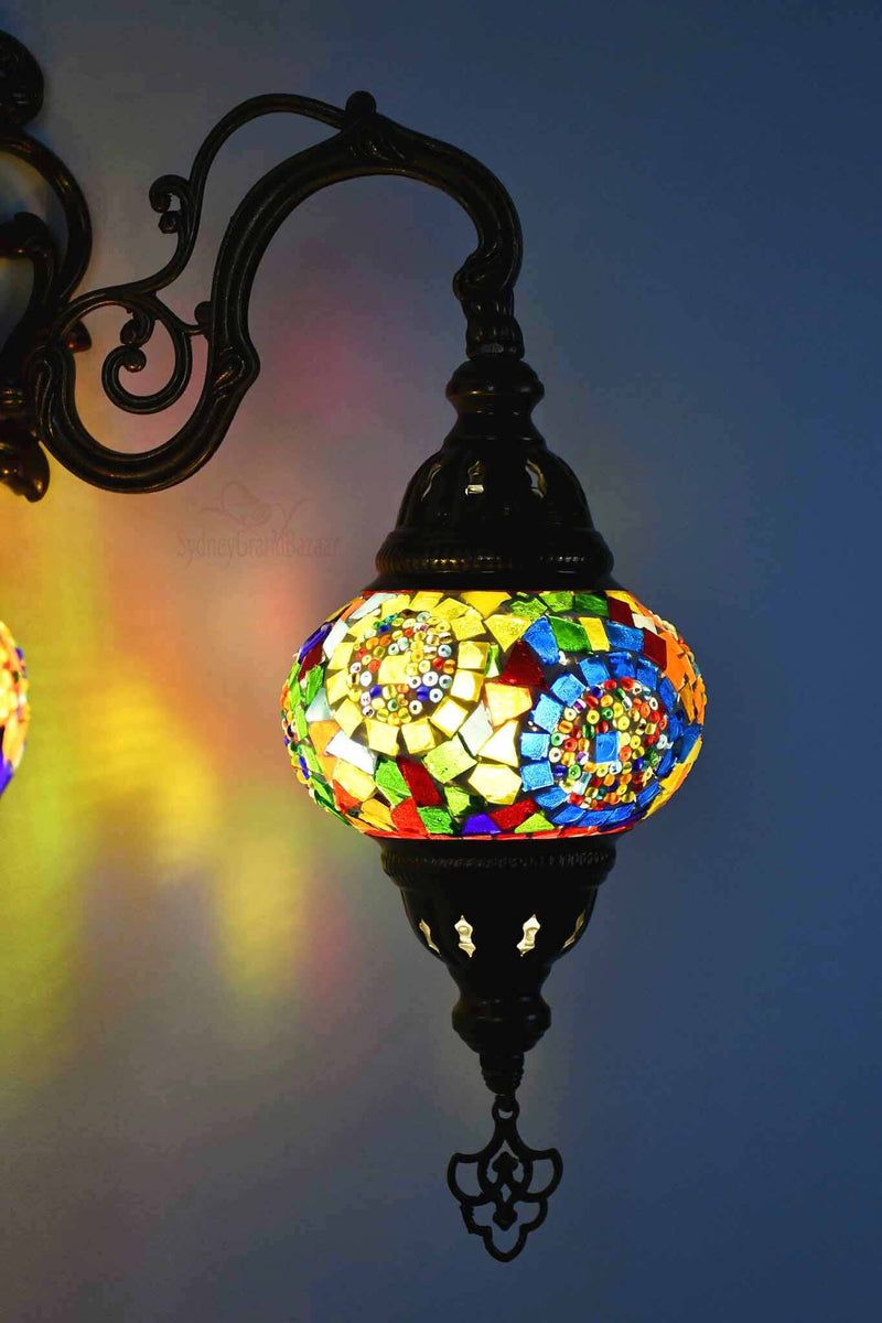 Turkish Light Double Wall Hanging Multicoloured Mosaic Circle Lighting Sydney Grand Bazaar 