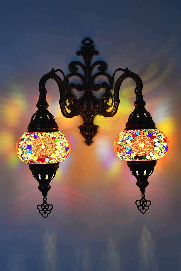 Turkish Light Double Wall Hanging Multicoloured Red Circle Lighting Sydney Grand Bazaar 