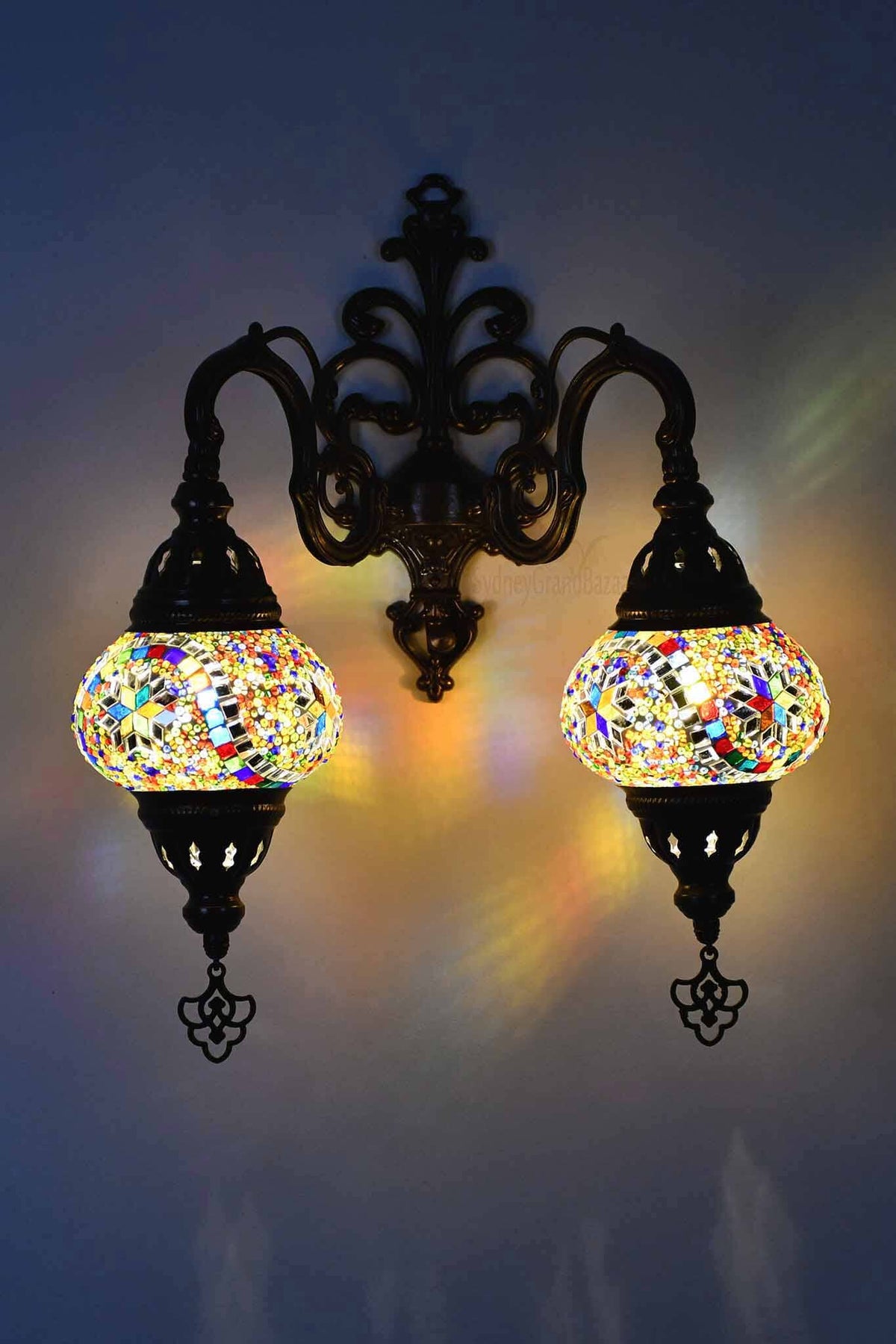 Turkish Light Double Wall Hanging Multicoloured Round Bead