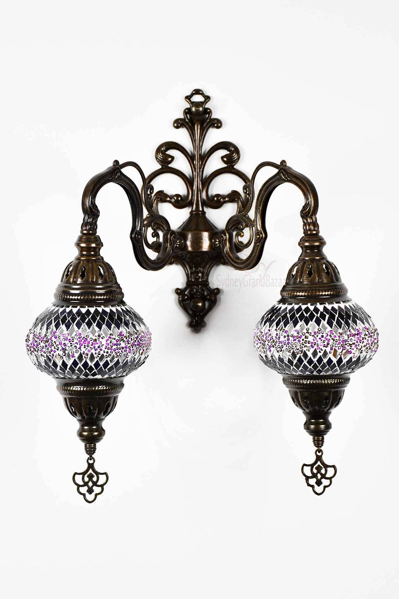 Turkish Light Double Wall Hanging Purple Diamond Beads Lighting Sydney Grand Bazaar 