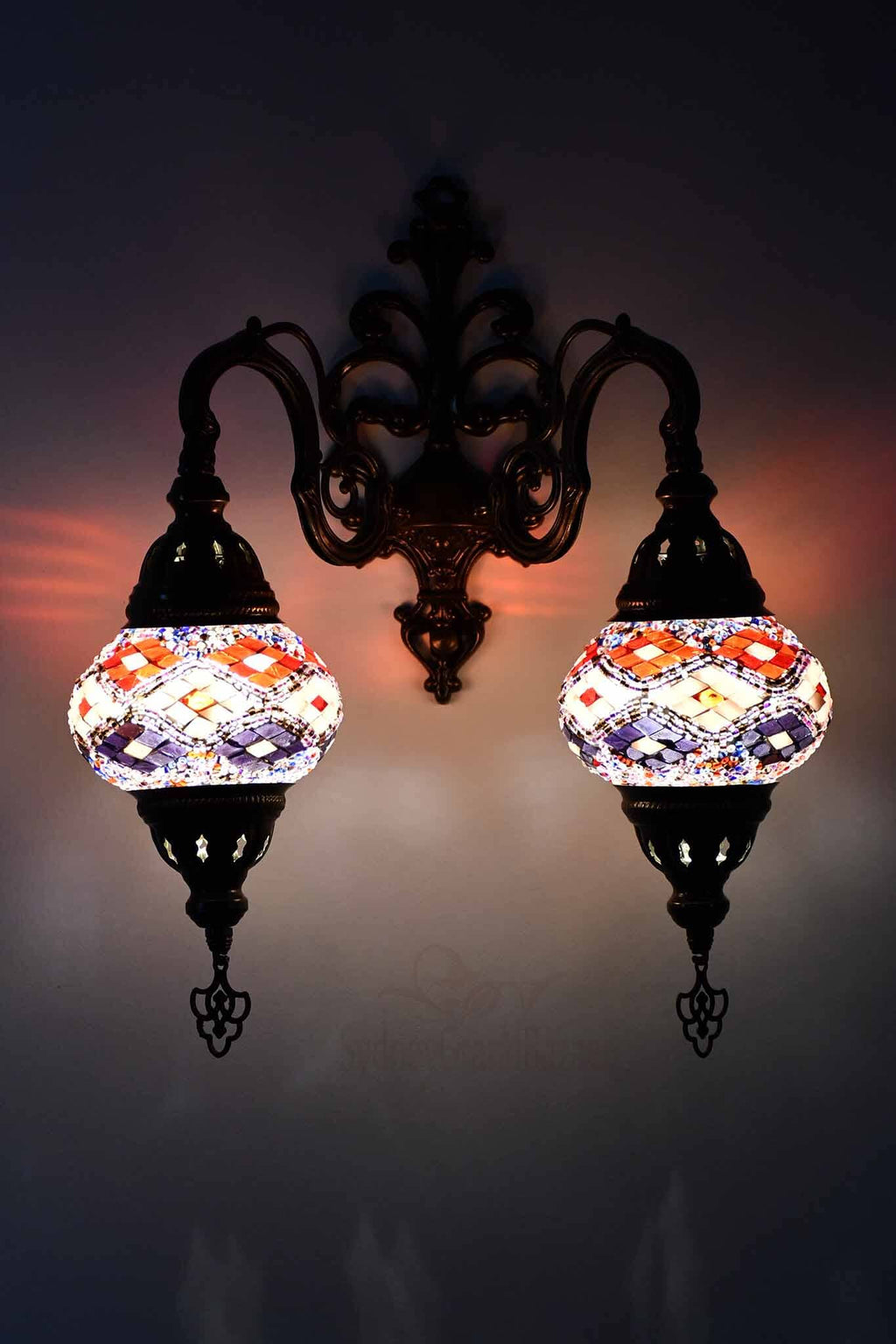 Turkish Light Double Wall Hanging Purple Maroon Long Kilim Lighting Sydney Grand Bazaar 