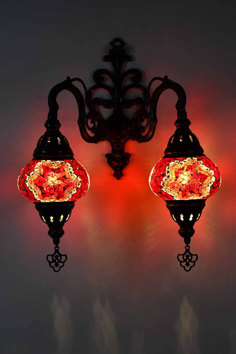 Turkish Light Double Wall Hanging Red Mosaic Star Lighting Sydney Grand Bazaar 