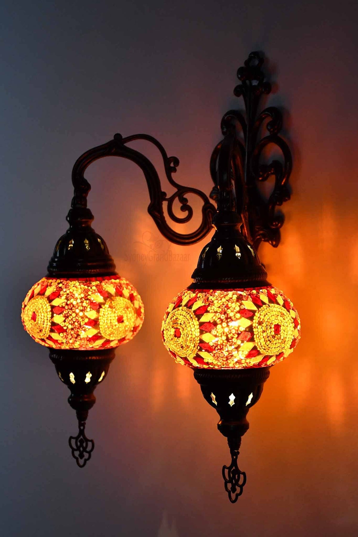 Turkish Light Double Wall Hanging Red Orange Circle Beads Lighting Sydney Grand Bazaar 