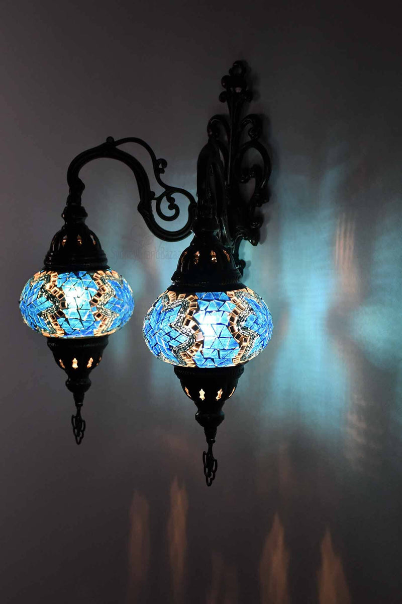 Turkish Light Double Wall Hanging Turquoise Mosaic Star Lighting Sydney Grand Bazaar 