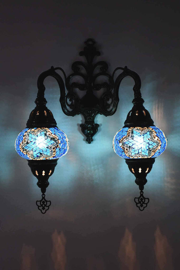 Turkish Light Double Wall Hanging Turquoise Mosaic Star Lighting Sydney Grand Bazaar 