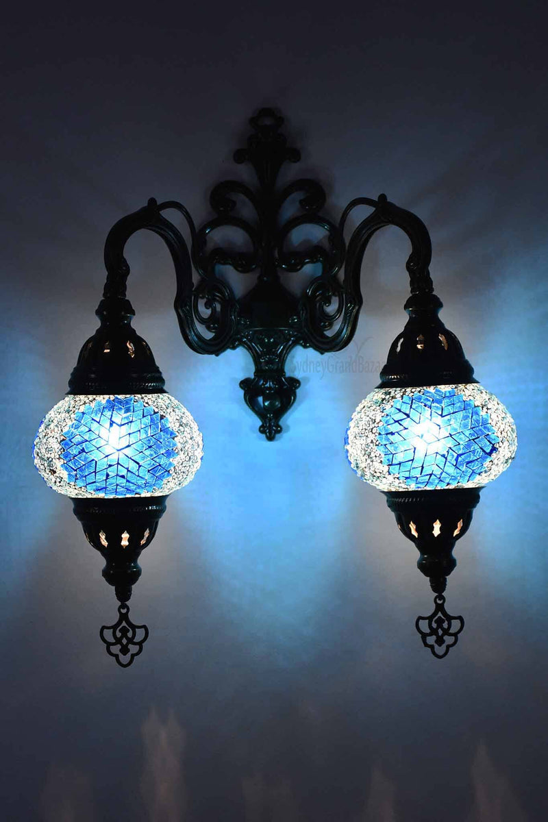 Turkish Light Double Wall Hanging Turquoise Star Beads Lighting Sydney Grand Bazaar 