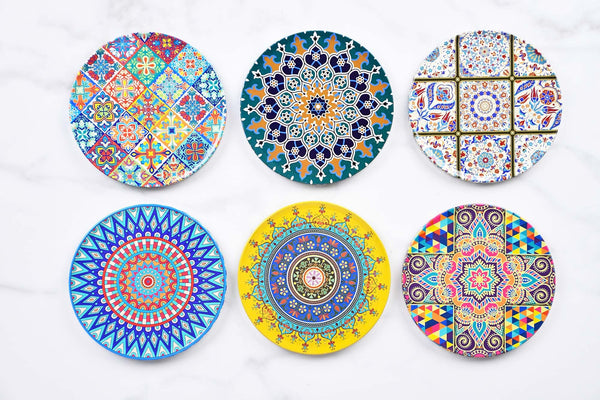 Turkish Mediterranean Design Coasters Set of 6 Ceramic Sydney Grand Bazaar 