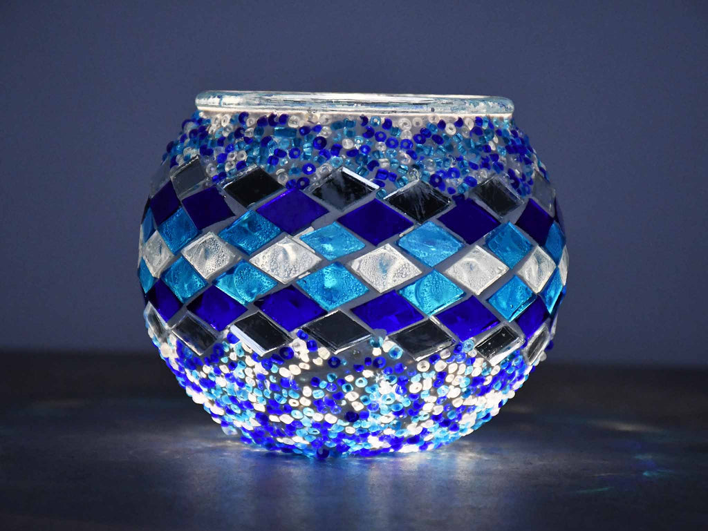 Turkish Mosaic Candle Holder Blue Infinity Design 2 Lighting Sydney Grand Bazaar 