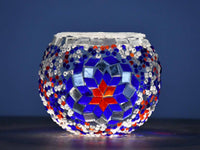 Turkish Mosaic Candle Holder Blue Red Star Lighting Sydney Grand Bazaar 