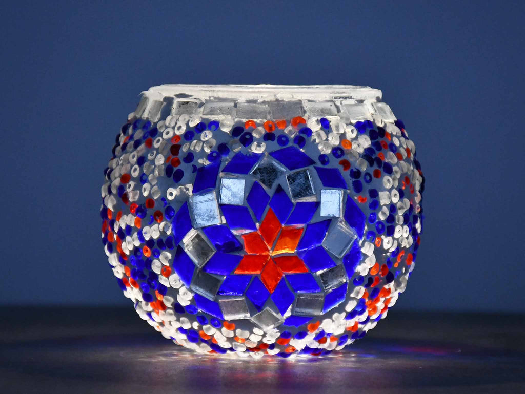 Turkish Mosaic Candle Holder Blue Red Star Lighting Sydney Grand Bazaar 