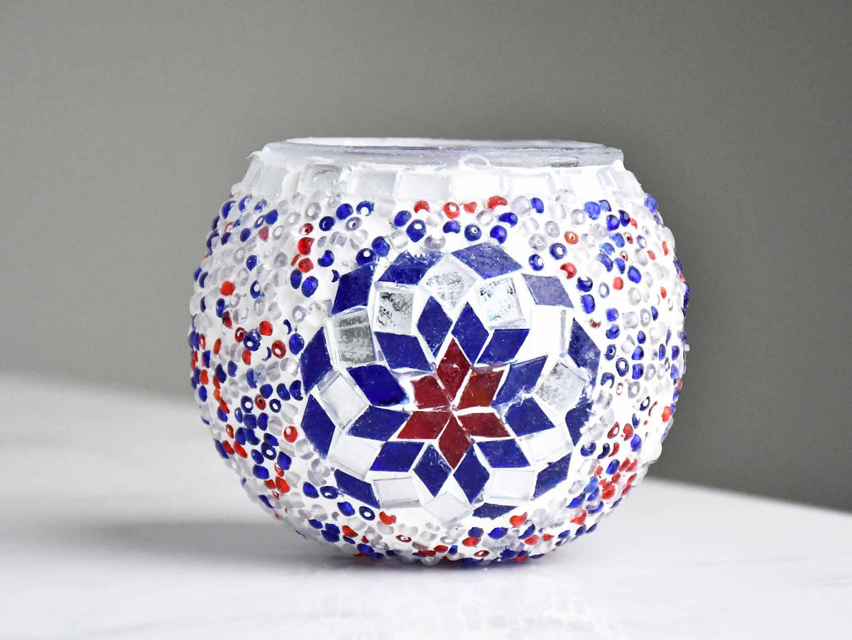 Turkish Mosaic Candle Holder Blue Red Star Lighting Sydney Grand Bazaar 