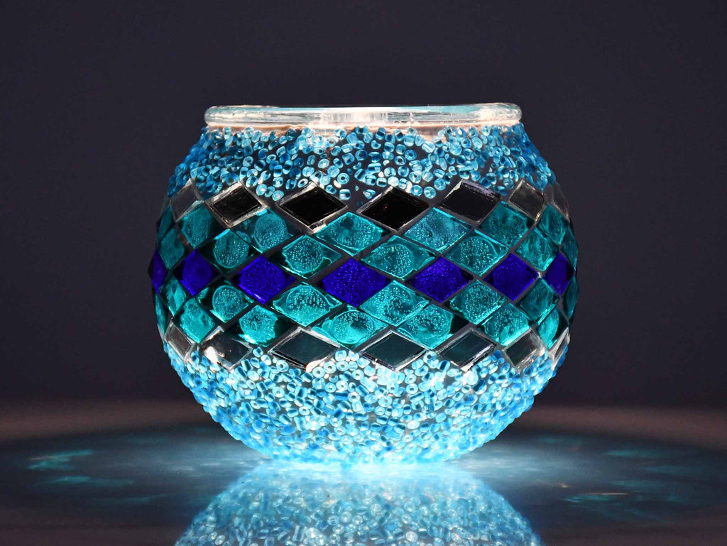 Turkish Mosaic Candle Holder Blue Turquoise Lighting Sydney Grand Bazaar 