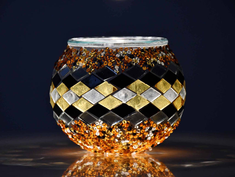 Turkish Mosaic Candle Holder Brown Infinity Lighting Sydney Grand Bazaar 