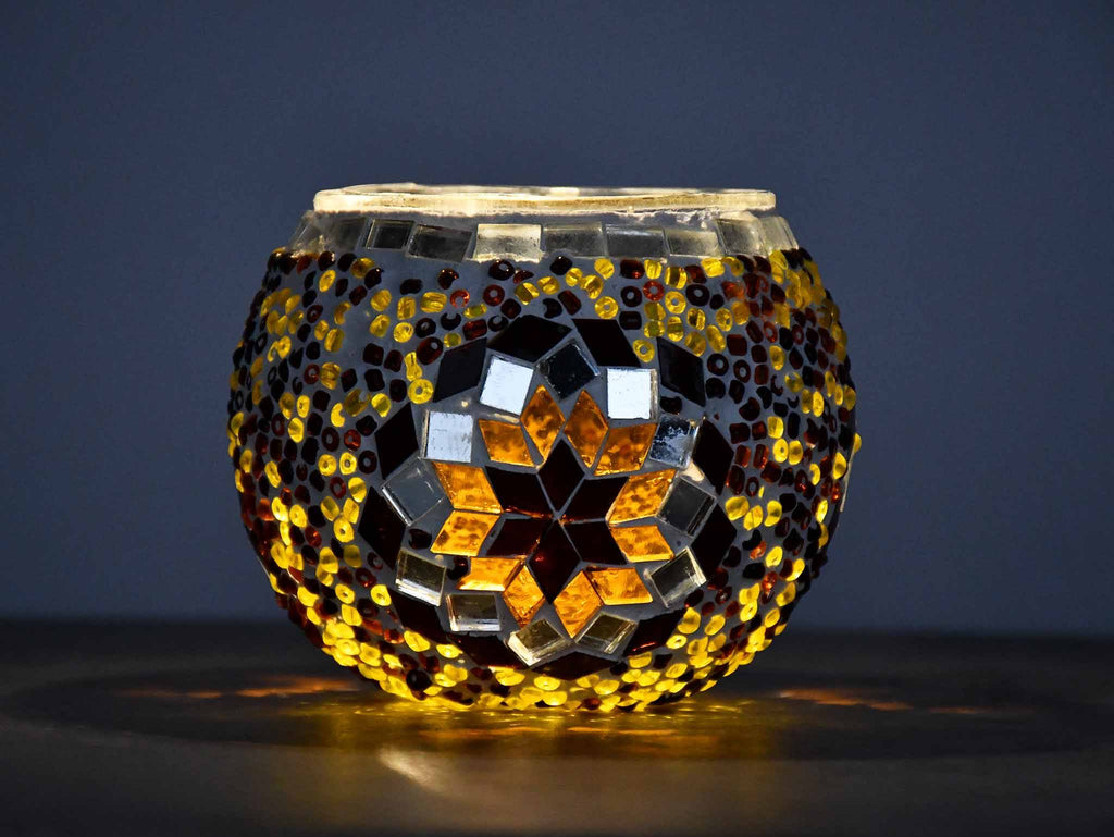 Turkish Mosaic Candle Holder Brown Star Design 2 Lighting Sydney Grand Bazaar 