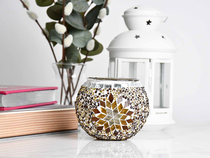 Turkish Mosaic Candle Holder Brown Star Design 4 Lighting Sydney Grand Bazaar 
