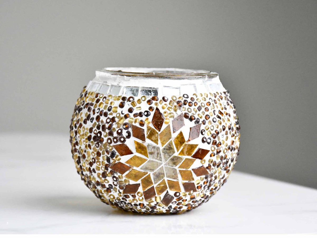 Turkish Mosaic Candle Holder Brown Star Design 4 Lighting Sydney Grand Bazaar 