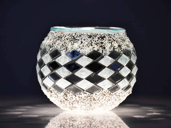 Turkish Mosaic Candle Holder Clear White Infinity Lighting Sydney Grand Bazaar 