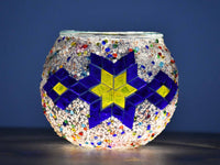 Turkish Mosaic Candle Holder Colorful Blue Yellow Lighting Sydney Grand Bazaar 