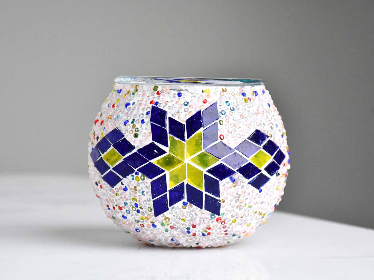 Turkish Mosaic Candle Holder Colorful Blue Yellow Lighting Sydney Grand Bazaar 
