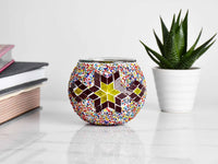 Turkish Mosaic Candle Holder Colorful Red Yellow 2 Lighting Sydney Grand Bazaar 