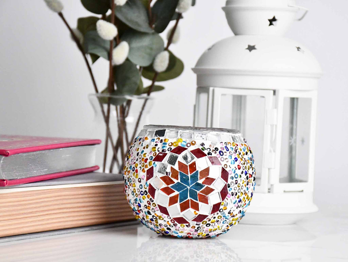 Turkish Mosaic Candle Holder Colorful Star Design 1 Lighting Sydney Grand Bazaar 