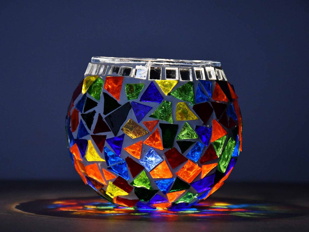 Turkish Mosaic Candle Holder Multicoloured Mixed Lighting Sydney Grand Bazaar 
