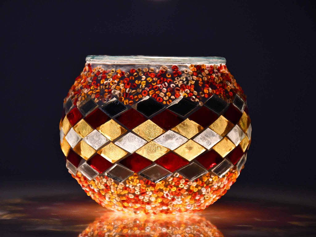 Turkish Mosaic Candle Holder Orange Infinity Lighting Sydney Grand Bazaar 