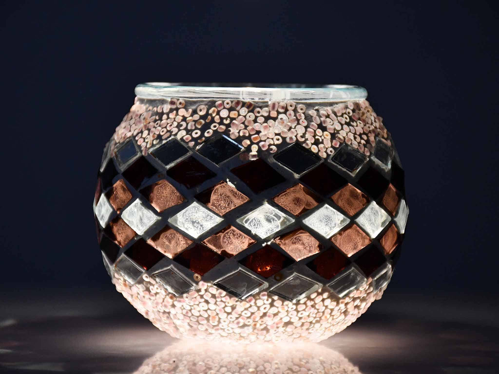 Turkish Mosaic Candle Holder Purple Maroon Infinity 2 Lighting Sydney Grand Bazaar 