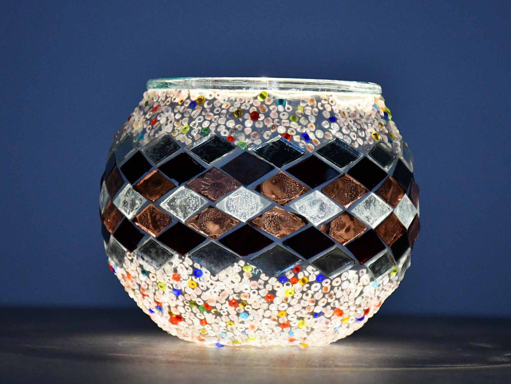 Turkish Mosaic Candle Holder Purple Maroon Infinity Lighting Sydney Grand Bazaar 