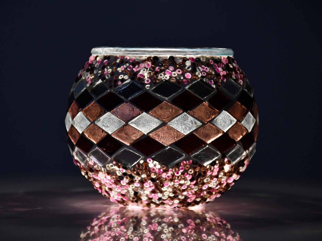 Turkish Mosaic Candle Holder Purple Maroon Infinity 3 Lighting Sydney Grand Bazaar 