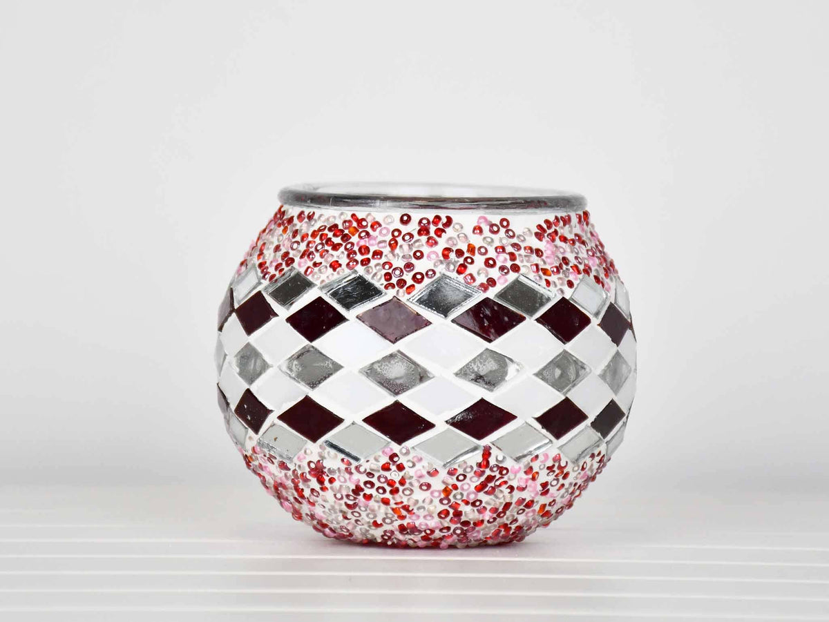 Turkish Mosaic Candle Holder Red Pink Infinity Lighting Sydney Grand Bazaar 