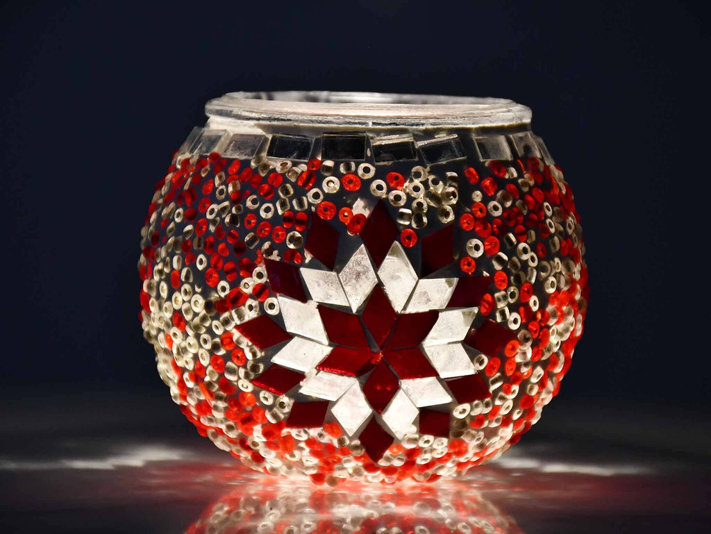 Turkish Mosaic Candle Holder Red Star Design 2 Lighting Sydney Grand Bazaar 