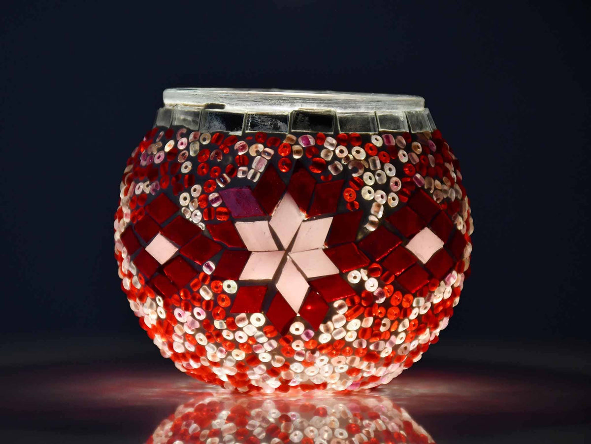 Turkish Mosaic Candle Holder Red Star Design 3 Lighting Sydney Grand Bazaar 