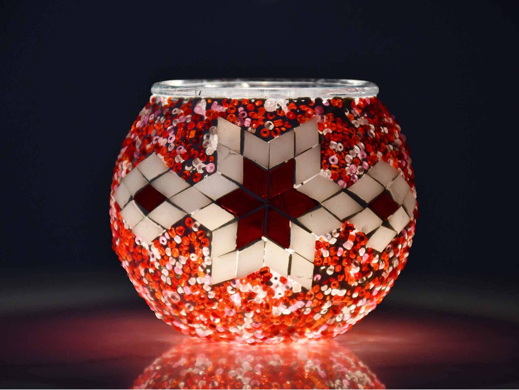 Turkish Mosaic Candle Holder Red Star Design 4 Lighting Sydney Grand Bazaar 