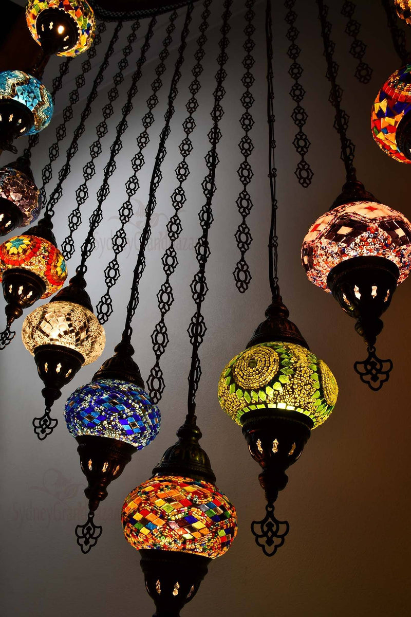 Turkish Mosaic Chandelier Light 16 Globes Lighting Sydney Grand Bazaar 