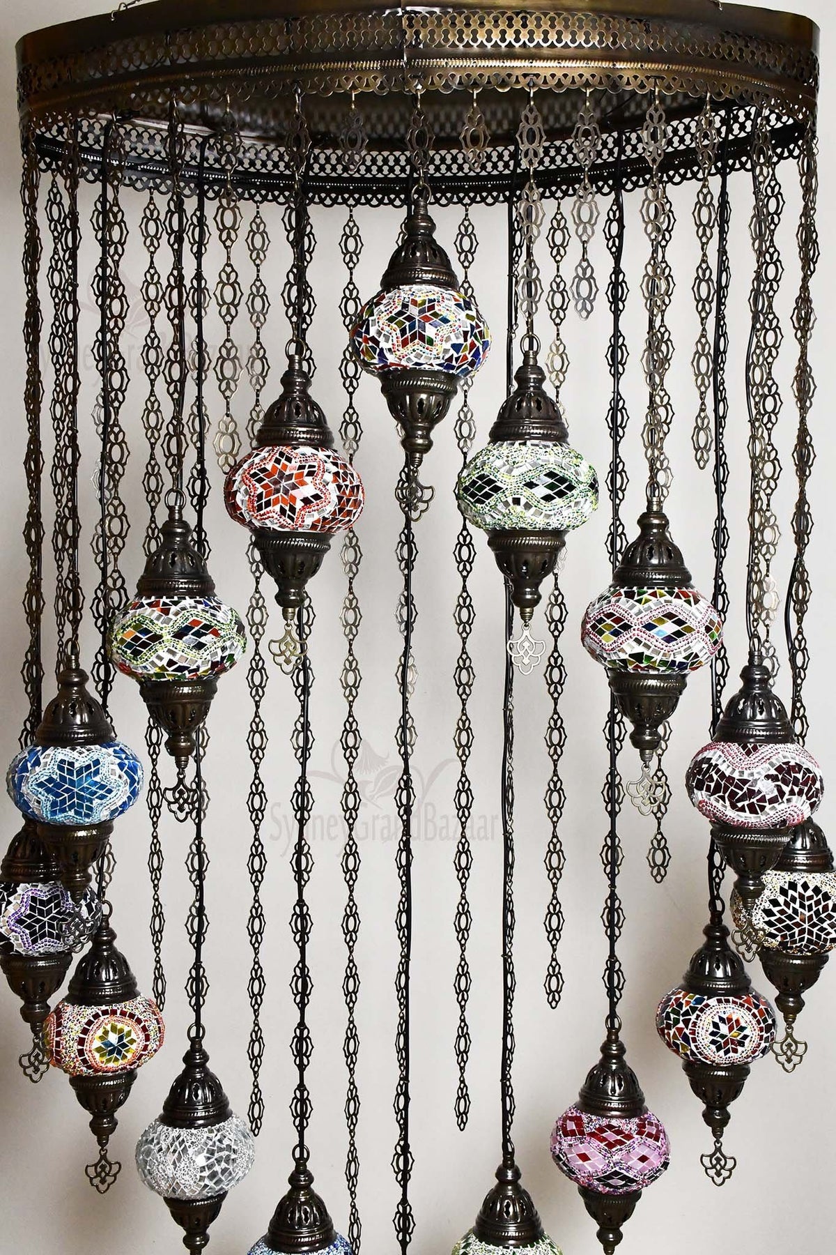 Turkish Mosaic Chandelier Light 16 Globes Lighting Sydney Grand Bazaar 