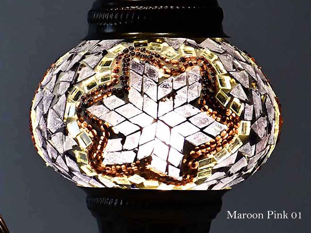 Turkish Mosaic Glass Shade Patterns and Colours Lighting Sydney Grand Bazaar Maroon Pink 1 
