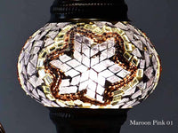 Turkish Mosaic Glass Shade Patterns and Colours Lighting Sydney Grand Bazaar Maroon Pink 1 
